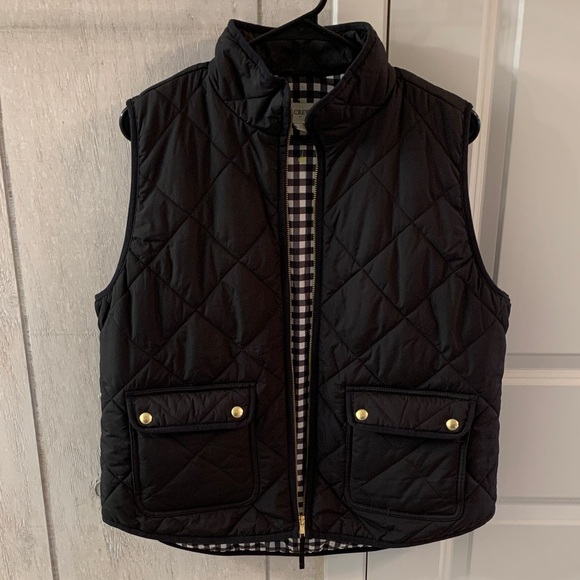 J. Crew Jackets & Blazers - J.Crew Chic Signature Black Puffer Vest Fall Staple Sz L Gold Zipper EUC